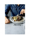 Tradineur - Set de 3 tenedores de mesa de acero inoxidable, cubiertos clásicos para carne, aptos para lavavajillas, 19,4 cm