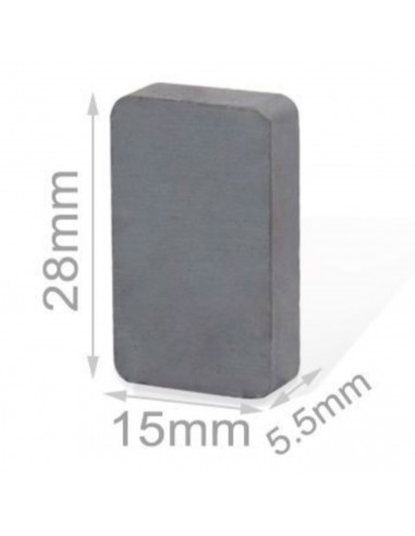 Tradineur - Pack de 5 imanes rectangulares, hierros magnéticos potentes para bricolaje, artesanía, manualidades, 28 x 15 x 5,5 m