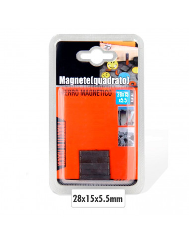 Tradineur - Pack de 5 imanes rectangulares, hierros magnéticos potentes para bricolaje, artesanía, manualidades, 28 x 15 x 5,5 m