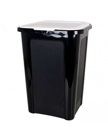 Pack de 3 cubos basura 44 litros con tapa 55 x 38 x 34 cm. Juego, set de contenedores de residuos apilables de plástico para rec