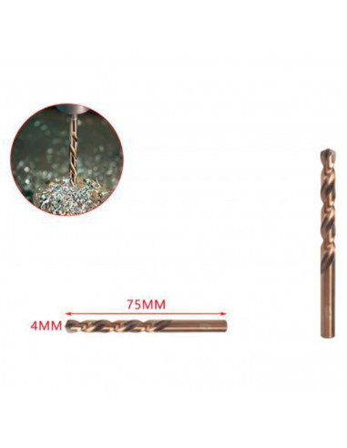 Tradineur - Broca espiral de acero inoxidable, válida para perforar hierro y aluminio, bricolaje, carpintería, color dorado, 7,5