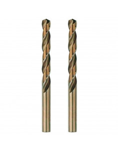 Tradineur - Pack de 2 brocas espiral de acero inoxidable, válidas para perforar hierro y aluminio, bricolaje, carpintería, color