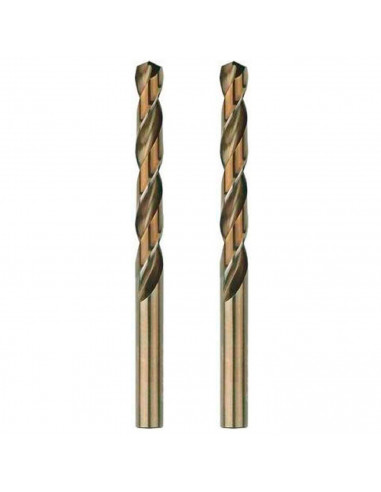 Tradineur - Pack de 2 brocas espiral de acero inoxidable, válidas para perforar hierro y aluminio, bricolaje, carpintería, color
