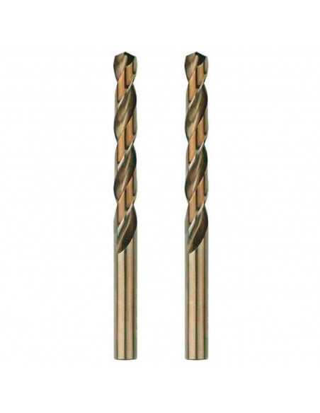 Tradineur - Pack de 2 brocas espiral de acero inoxidable, válidas para perforar hierro y aluminio, bricolaje, carpintería, color