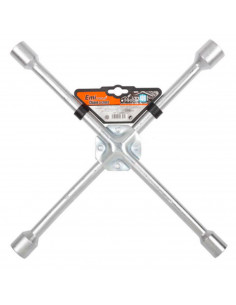 Llave de cruz fija tubular 400 mm, hierro, llaves con cabezas de 23, 21, 19 y 17 mm, reemplazo de llantas de automóviles