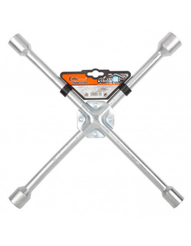 Llave de cruz fija tubular 400 mm, hierro, llaves con cabezas de 23, 21, 19 y 17 mm, reemplazo de llantas de automóviles