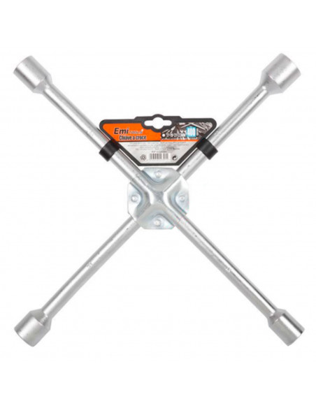 Llave de cruz fija tubular 400 mm, hierro, llaves con cabezas de 23, 21, 19 y 17 mm, reemplazo de llantas de automóviles