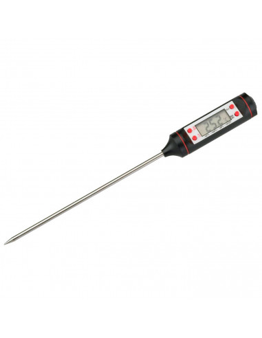 Tradineur - Termómetro digital de cocina con sonda de acero inoxidable, pantalla LCD, funciona con pila, apagado automático, ali