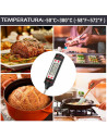 Tradineur - Termómetro digital de cocina con sonda de acero inoxidable, pantalla LCD, funciona con pila, apagado automático, ali