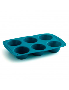 Tradineur - Molde para moffins, fabricada en silicona, 6 moldes para muffins, apto para horno, microondas y frigorífico. 26,5 x