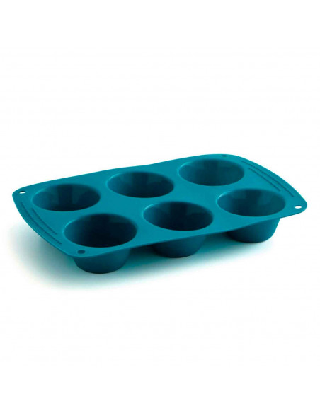 Tradineur - Molde para moffins, fabricada en silicona, 6 moldes para muffins, apto para horno, microondas y frigorífico. 26,5 x