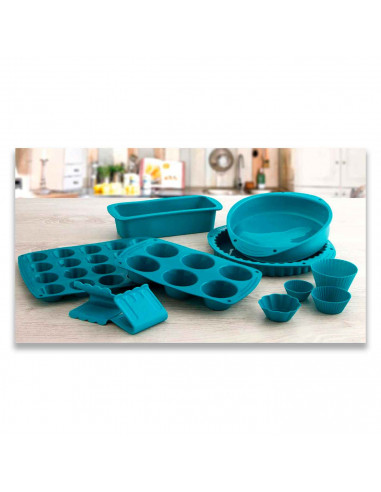 Tradineur - Molde para moffins, fabricada en silicona, 6 moldes para muffins, apto para horno, microondas y frigorífico. 26,5 x