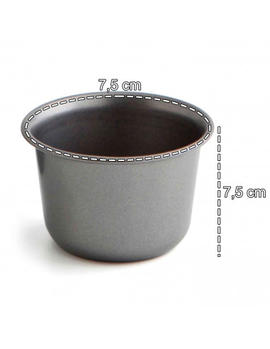 Tradineur - Molde redondo para flan antiadherente. Fabricado en acero, apto para horno y lavavajillas. 5 x 7,5 cm (alto x diámet