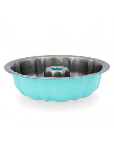 Tradineur - Molde antiadherente redondo "Savarin". Apto para horno y lavavajillas. 8 x 24,8 cm (alto x diámetro)