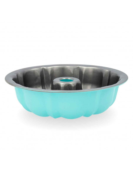 Tradineur - Molde antiadherente redondo "Savarin". Apto para horno y lavavajillas. 8 x 24,8 cm (alto x diámetro)
