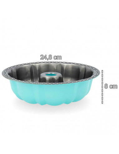 Tradineur - Molde antiadherente redondo "Savarin". Apto para horno y lavavajillas. 8 x 24,8 cm (alto x diámetro)